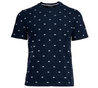 LACOSTE Herren T-Shirt - Loungewear, Rundhals, Baumwollmischung, Muster Blau/Weiß XL