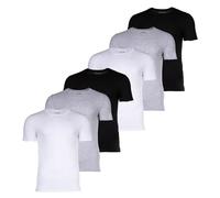LACOSTE Herren T-Shirts, 6er Pack - Essentials, Rundhals, Slim Fit, Baumwolle, einfarbig Weiß/Grau/Schwarz 2XL