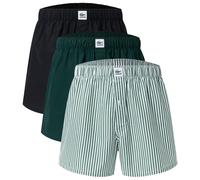 LACOSTE Herren Web-Boxershorts, 3er Pack - Striped Cotton Woven Label Boxers, Baumwolle Grün/Schwarz / 2XL XXL Mehrfarbig