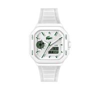 Digitaluhr LACOSTE "LC33 SQUARE", weiß, Armbanduhren, Herren, Digitaluhr, Quarzuhr, Armbanduhr, Herrenuhr, Silikonarmband, digital, analog (42125404-0) weiß