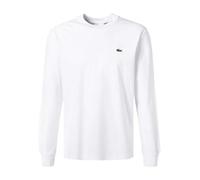 LACOSTE Longsleeve Herren Regular Fit Langarm Rundhals Baumwolle weiß, S