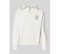 Lacoste Loose Fit Troyer aus Baumwoll-Mix Model 'Tennisc' in Offwhite, Größe S