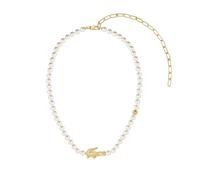 Lacoste MATCHPOINT Kollektion Für Männer und Frauen Armband oder Halskette aus Imitationsperlen mit Verschiedenen Charms in Gold, oder Ohrringe mit Goldenem Krokodil