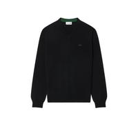 Lacoste - Merino Wool Pullover With Ribbed V-Neck And Embroi - Größe 6 - schwarz
