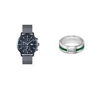 Lacoste Multi Zifferblatt Quarz Uhr für Herren mit Blaues Edelstahl-Mesh-Gliederarmband - 2011196 Ring für Herren Kollektion Baseline - 2040083G