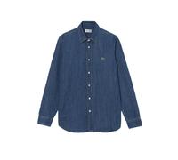 Lacoste - Organic Cotton Denim Shirt With Embroidered Crocod - Größe 43 - grün