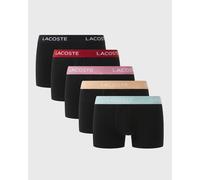 LACOSTE Herren Boxershorts, 5er Pack - Trunks, Casual, Cotton Stretch, Logobund Schwarz/Pastell L