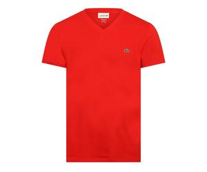 Lacoste - "Pima" T-Shirt für Herren, V-Ausschnitt, Leicht (Rot) XL