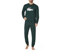 LACOSTE Pyjama Herren Jersey-Baumwolle grün gemustert, XXL