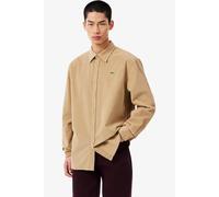 Lacoste Regular Fit Cordhemd mit Logo-Stickerei in Beige, Größe S