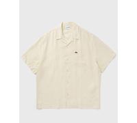 Lacoste Relaxed Fit Leinenhemd mit Resortkragen in Beige Melange, Größe 42