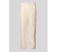 Lacoste Straight Leg Stoffhose aus Leinen-Mix in Beige Melange, Größe S