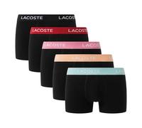 LACOSTE Herren Boxershorts, 5er Pack - Trunks, Casual, Cotton Stretch, Logobund Schwarz/Pastell L