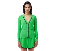 Lacoste - Strickjacke für Damen, V-Ausschnitt, Regulär (Grün/Schwarz) EU 34 / UK 6
