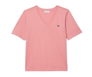 Lacoste - T-Shirt V-Ausschnitt für Damen (Pink) EU 34 / UK 6