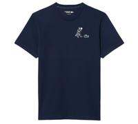 Herren Tennis-T-Shirt Lacoste Ultra Dry Printed - navy blue - Blau (M)