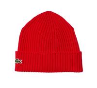 LACOSTE Unisex Mütze - Strickmütze, Beanie, Wolle, Logo-Patch, One Size One size Rot