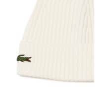 LACOSTE Unisex Mütze - Strickmütze, Beanie, Wolle, Logo-Patch, One Size Weiß One size Weiß