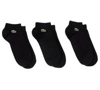 LACOSTE Unisex Sneakersocken, 3er Pack - Baumwollmischung, einfarbig, Logo Schwarz 43-46