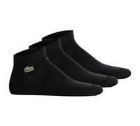 LACOSTE Unisex Sneakersocken, 3er Pack - Baumwollmischung, einfarbig, Logo Schwarz 43-46