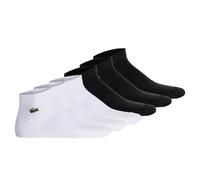 LACOSTE Unisex Sneakersocken, 6er Pack - Baumwollmischung, einfarbig, Logo Schwarz/Weiß 43-46