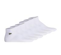 LACOSTE Unisex Sneakersocken, 6er Pack - Baumwollmischung, einfarbig, Logo Weiß 43-46