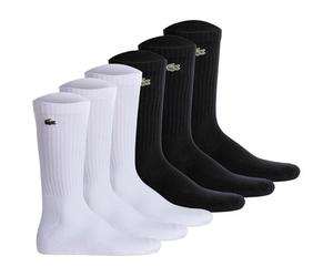 LACOSTE Unisex Socken, 6er Pack - Tennissocken, Baumwollmischung, einfarbig Schwarz/Weiß 39-42