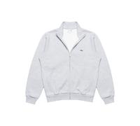 Lacoste Herren Sweatjacke Zipped Fleece Sweatshirt Stehkragen Regular Fit Baumwoll-Mix Hellgrau L
