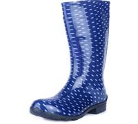 Ladeheid Damen Gummistiefel 100% Wasserdticht Regenstiefel Damen LA-967 (Dunkelblau/Punkte, 36 EU)