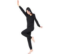 Ladeheid Damen Schlafoverall aus Baumwolle Jumpsuit bunt Verkleidung Schlafanzug Einteiler mit Kapuze LA40-234 (Schwarz Pavian, L)