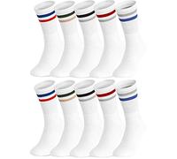 Ladeheid Damen und Herren 5er 10er 20er 30er Pack Socken aus Baumwolle AT007 (Weiß Mehrfarbenstreifen (10 Pack), 47-50)