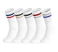 Ladeheid Damen und Herren 5er 10er 20er 30er Pack Socken aus Baumwolle AT007 (Weiß Mehrfarbenstreifen (5 Pack), 47-50)