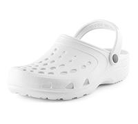 Ladeheid Damen und Herren leichte Eva Clogs mit Fersenriemen Gartenclogs Gartenschuhe Freetime (Weiß, 36/37 EU)