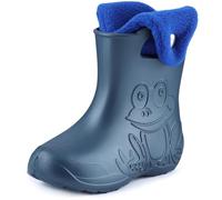 Ladeheid Eva Kinder Jungen Mädchen Gummistiefel Regenschuhe gefüttert Regenstiefel Gummischuhe LA-CA-04 (Metallisches Blau/Marineblau-2, 34/35 EU)