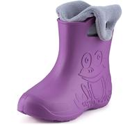 Ladeheid EVA Kinder Jungen Mädchen Gummistiefel Regenschuhe gefüttert Regenstiefel Gummischuhe LA-CA-04 (Lilla/Grau, 22/23 EU)