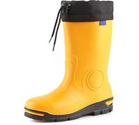Ladeheid Gummistiefel Kinder mit Schnürung Hohe Regenstiefel für Jungen und Mädchen Bequeme, rutschfeste und federleichte Regenschuhe für alle Jahreszeiten LARB014 (Gelb, 25 26 EU)