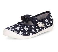 Ladeheid Hausschuhe Kinder Mädchen mit Klettverschluss, Atmungsaktive Kinderhausschuhe für Schule, Kindergarten und Zuhause LARW007 (Weiß Marineblau Blumen, 27 EU)