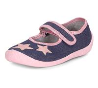 Ladeheid Hausschuhe Kinder Mädchen mit Klettverschluss, Atmungsaktive Kinderhausschuhe für Schule, Kindergarten und Zuhause LARW007 (Jeans Rosa Sterne, 25 EU)