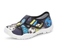 Ladeheid Jungen Hausschuhe mit Klettverschluss und Einlegesohlen LAVI0012 (Mehrfarbig Fotball, 26 EU)