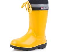Ladeheid Kinder Gummistiefel mit Stulpe Regenstiefel für Jungen und Mädchen LA-972 (Gelb/Schwarz, 26 EU)