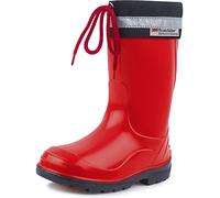 Ladeheid Kinder Gummistiefel mit Stulpe Regenstiefel für Jungen und Mädchen LA-972 (Rot/Schwarz, 20 EU)