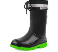 Ladeheid Kinder Gummistiefel mit Stulpe Regenstiefel für Jungen und Mädchen LA-972 (Schwarz/Grün, 24 EU)