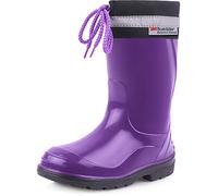 Ladeheid Kinder Gummistiefel mit Stulpe Regenstiefel für Jungen und Mädchen LA-972 (Violett/Schwarz, 26 EU)