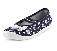 Ladeheid Kinder Mädchen Hausschuhe LARW008 (Wieß/Marineblau/Blumen, 27 EU)