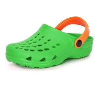 Ladeheid Kinder Mädchen Jungen Eva Clogs Gartenclogs Gartenschuhe LA-CA-06 (Grün/Orange, 30/31 EU)