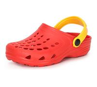 Ladeheid Kinder Mädchen Jungen Eva Clogs Gartenclogs Gartenschuhe LA-CA-06 (Rot/Gelb, 24/25 EU)