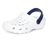 Ladeheid Kinder Mädchen Jungen Eva Clogs Gartenclogs Gartenschuhe LA-CA-06 (Weiß/Marineblau, 28/29 EU)