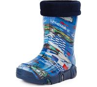 Ladeheid Kinder Mädchen Jungen Gummistiefel gefüttert Swk 05 (Blau Auto, 21/22 EU)