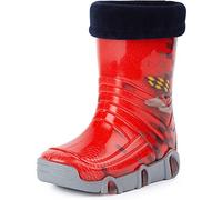 Ladeheid Kinder Mädchen Jungen Gummistiefel gefüttert Swk 16 (Rot Auto, 25/26 EU)