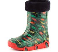 Ladeheid Kinder Mädchen Jungen Gummistiefel gefüttert Swk 205 (Dunkles Türkis Dinosaurier, 21/22 EU)